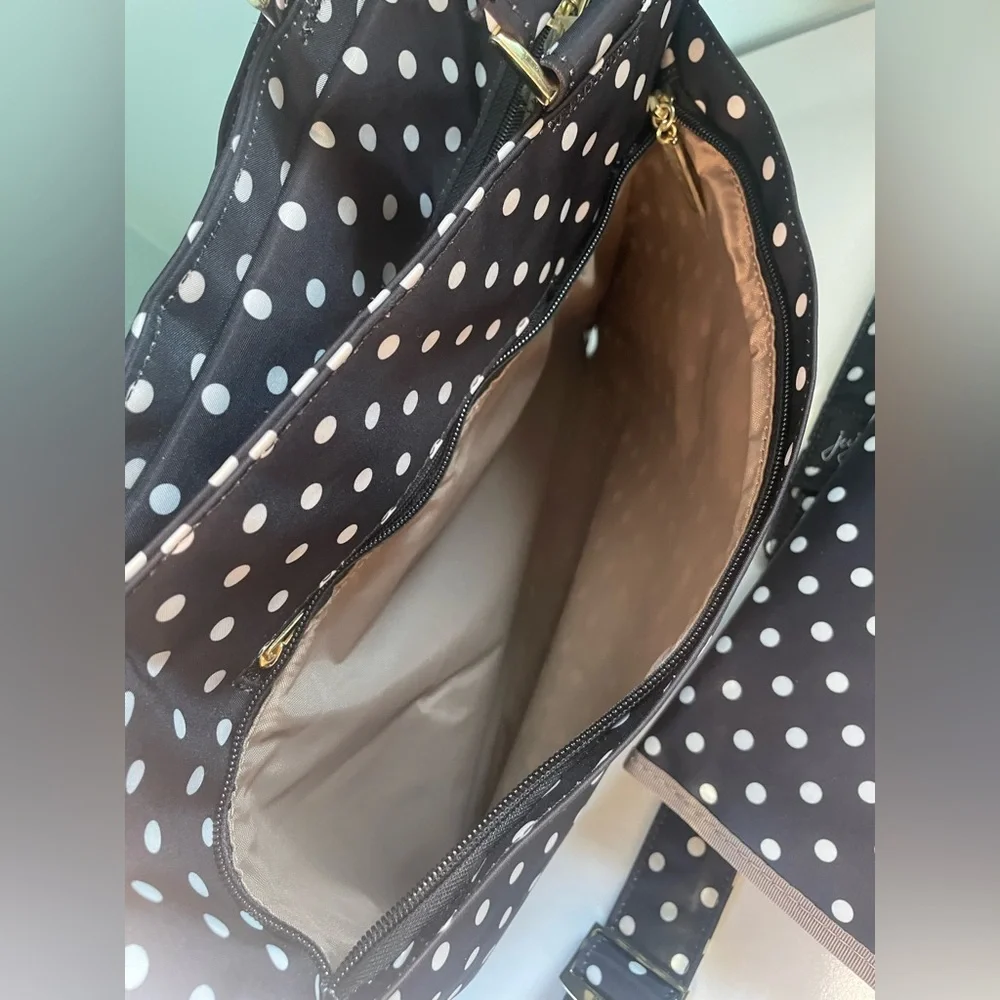 JuJuBe Baby Diaper Bag Polka Dot Tote Bag Changing Pad Pockets Storage New